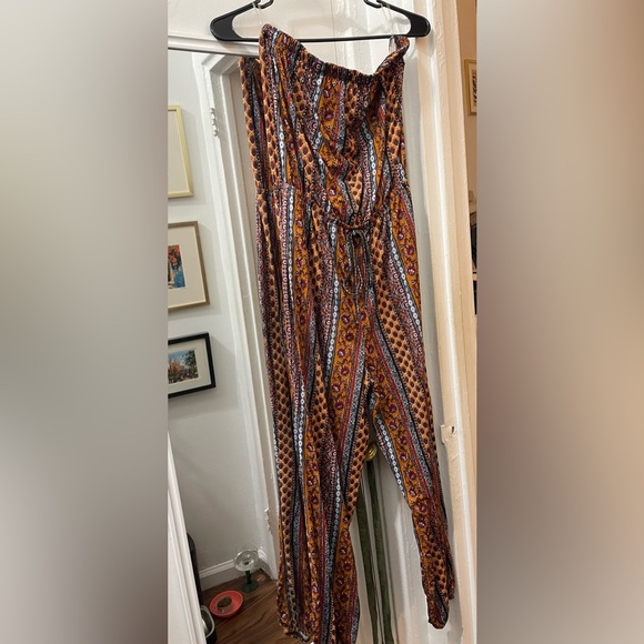 Abstract / Tribal Print Strapless Jumpsuit - Picture 1 of 3